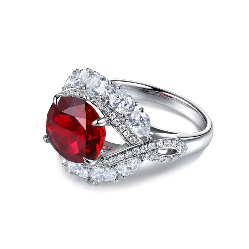 Twist Band 4.8 Ct Lab Ruby Engagement Ring - Engagement Ring