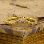 Load image into Gallery viewer, V-Shaped Graduating Marquise Cut &amp; Round Cut Lab Diamond Enhancement Ring - Wedding Ring
